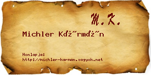 Michler Kármán névjegykártya